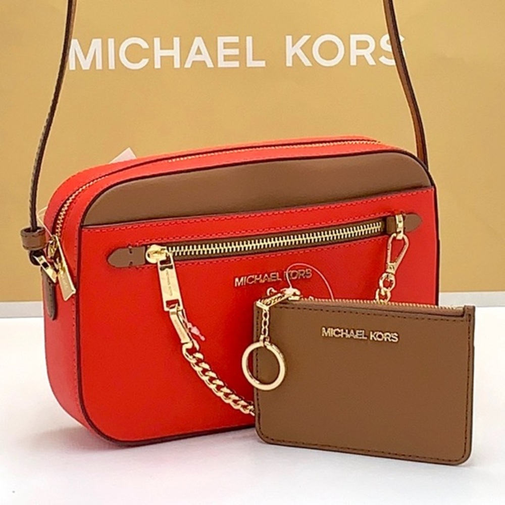 MICHAEL KORS LARGE EAST WEST ZIP CHAIN XBODY &  SMALL TOP ZIP COINPOUCH WITH ID
